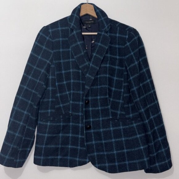 Talbots Women's Windowpane Blue Plaid Jacket - Picture 10 of 10